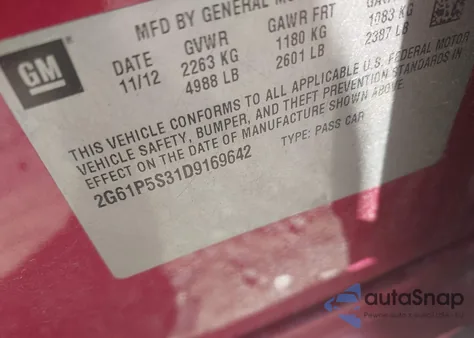 2013 Cadillac Xts Luxury z USA, uszkodzony, nr VIN 2G61P5S31D9169642